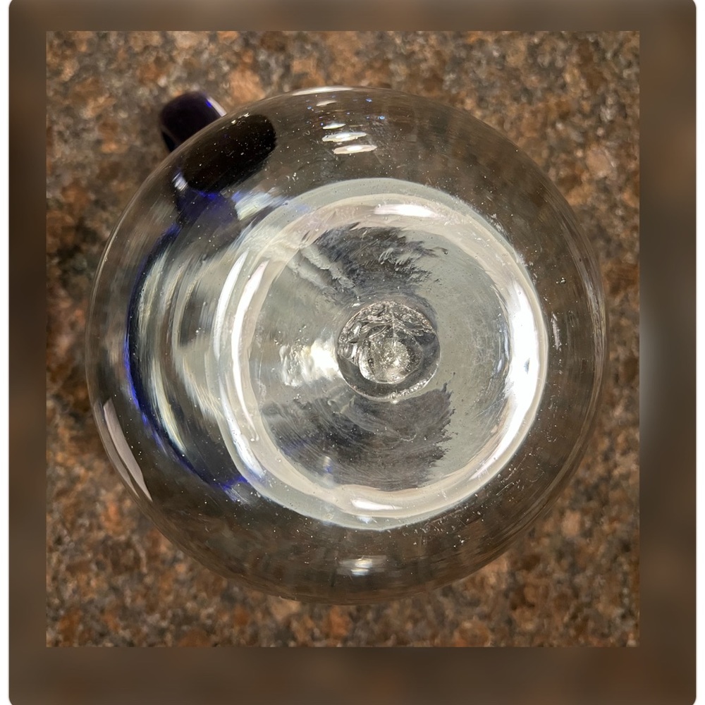 Mexican Hand Blown Cobalt Blue Pitcher - Picture 3 of 4